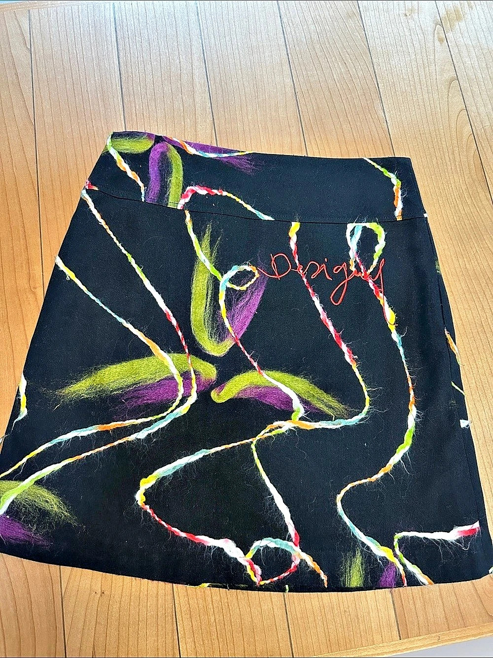 Desigual Abstract Print Mini Skirt in Black & Multicolor